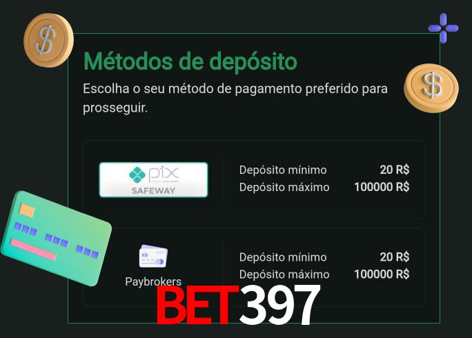 O cassino Bet397 oferece uma grande variedade de métodos de pagamento